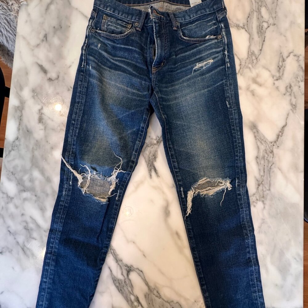 MOUSSY VINTAGE Ankle Boyfriend Distressed Jeans Dark Wash Denim
